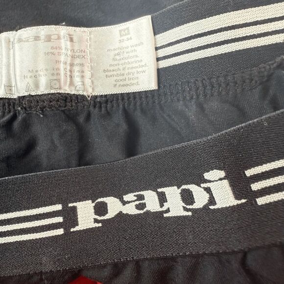 Papi Men's Nylon Blend Microfiber Stretch Trunk Boxer Brief Black Medium - Picture 3 of 5